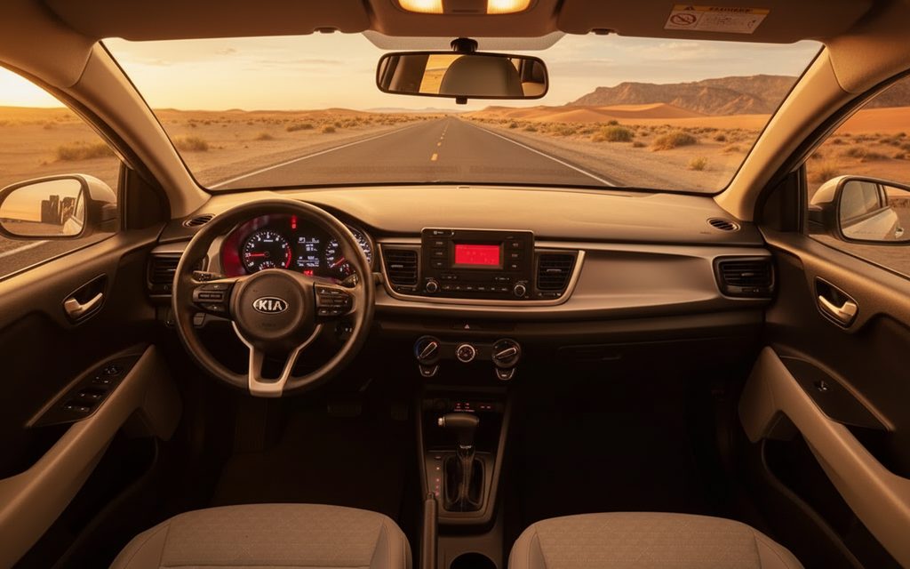 Kia Rio 2021 interior view showing trim – rental in Dubai