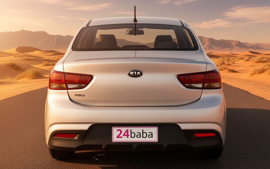 Kia Rio 2021 Silver rear view showing taillights – rental in Dubai