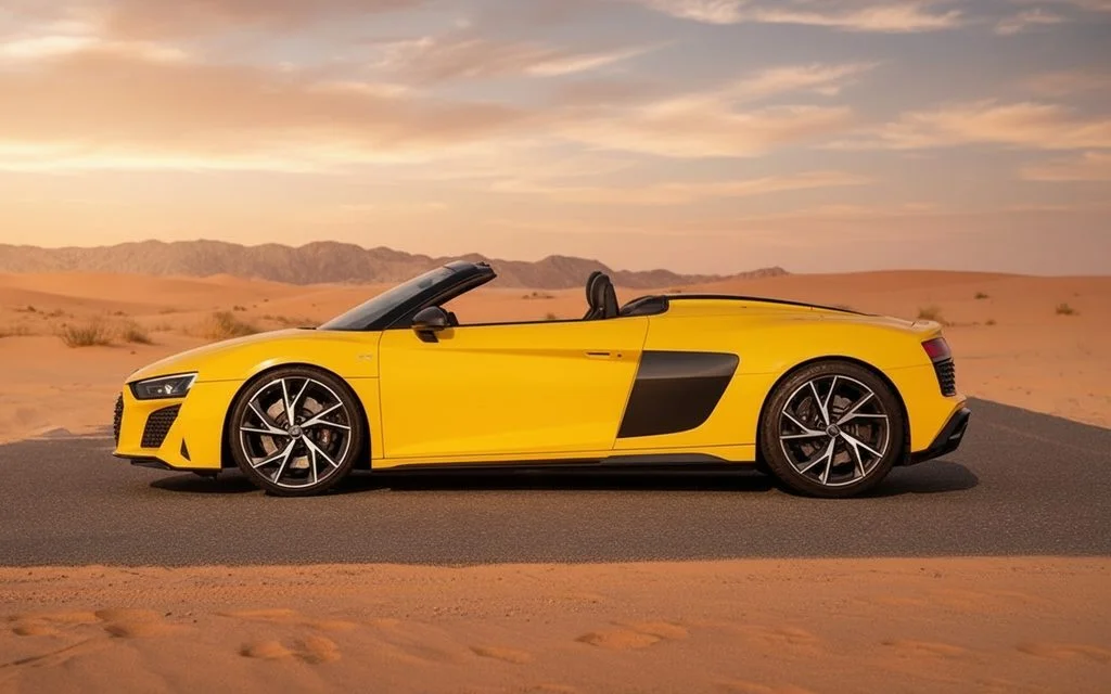 Audi R8 2021 Yellow side profile