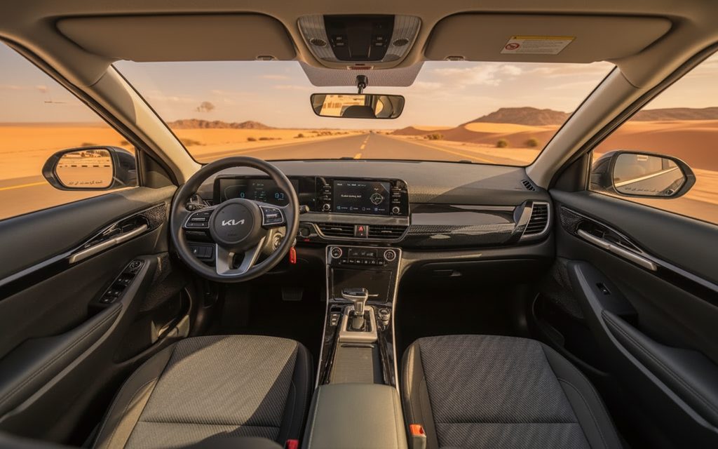 Kia Seltos 2024 interior view showing trim – rental in Dubai