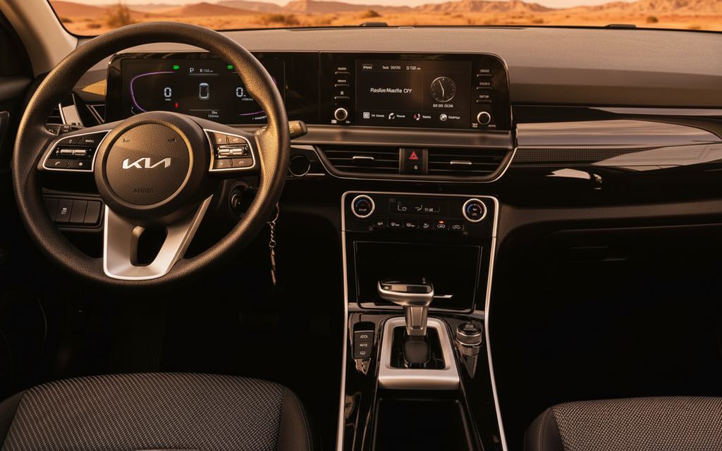 Kia Seltos 2025 interior view showing trim – rental in Dubai
