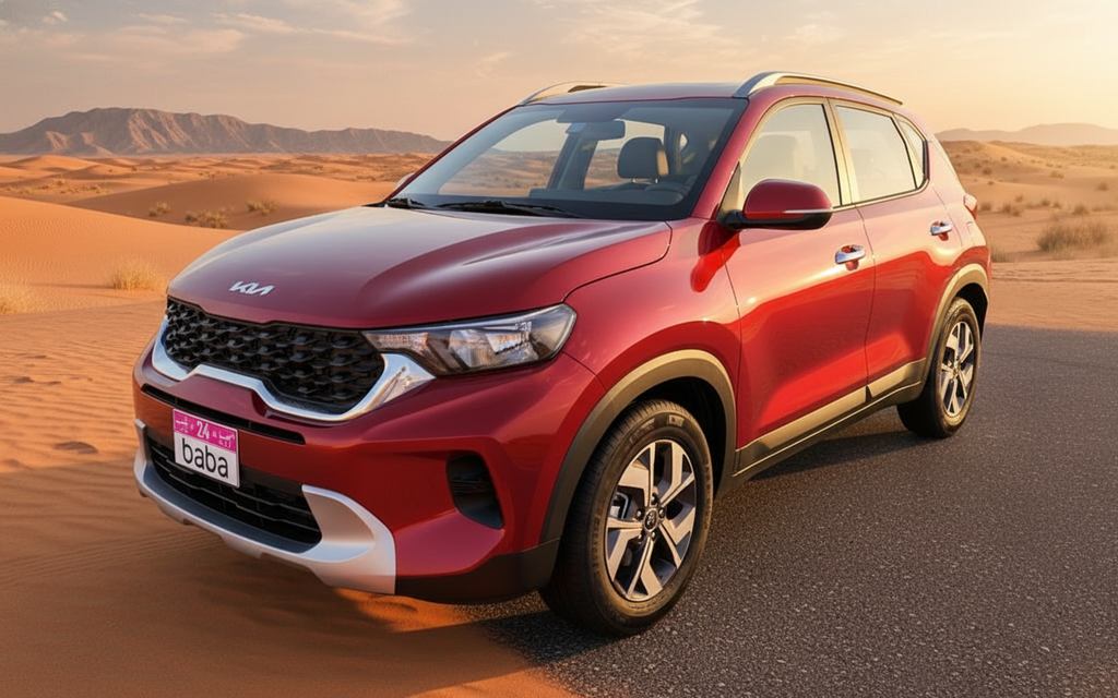 Kia Sonet 2023 Red front view with headlights