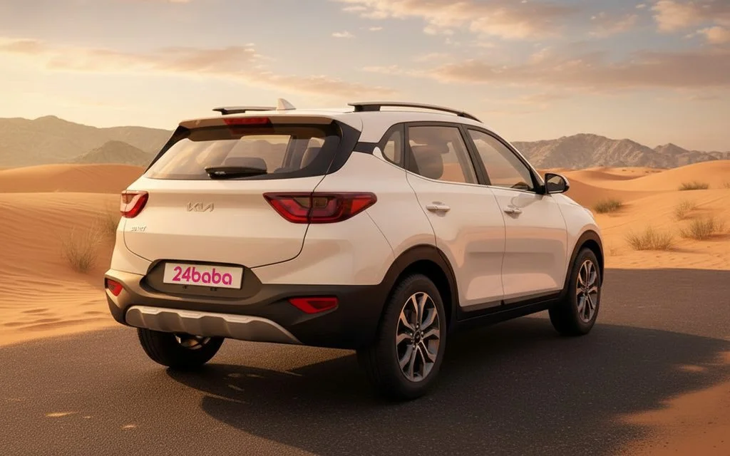 Kia Sonet 2024 White rear view showing taillights