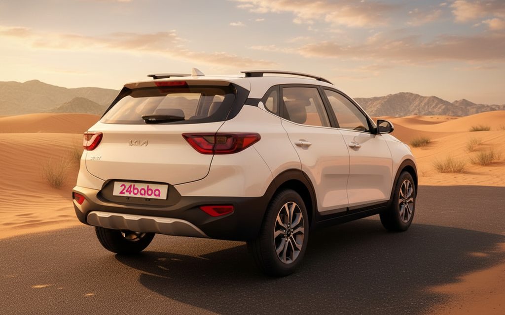 Kia Sonet 2024 White rear view showing taillights