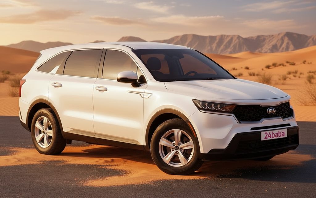 Kia Sorento 2021 White front view with headlights