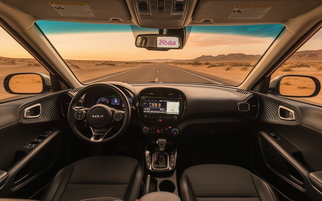 Kia Soul 2022 interior view showing trim – rental in Dubai