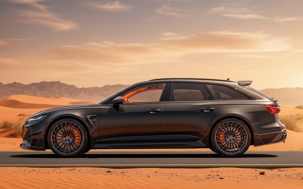 Audi Rs6 2023 Black side profile – rental in Dubai