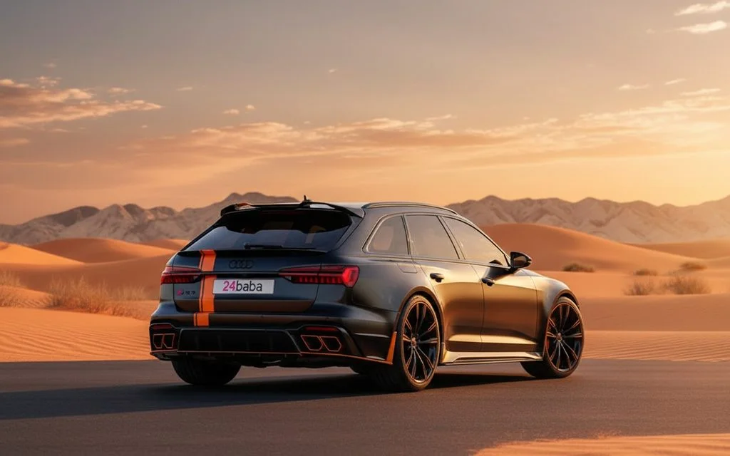 Audi Rs6 2023 Black rear view showing taillights – rental in Dubai