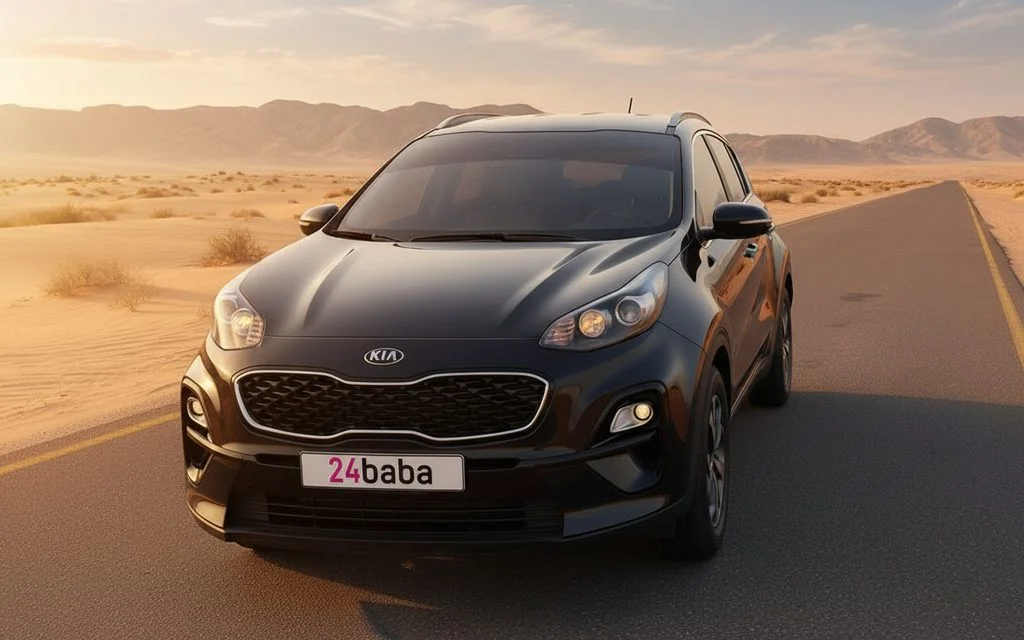 Kia Sportage 2025 Black front view with headlights
