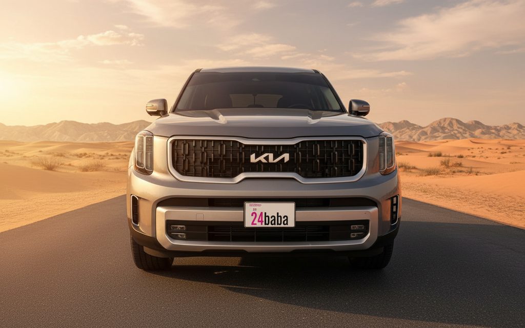 Kia Telluride 2024 Grey front view with headlights