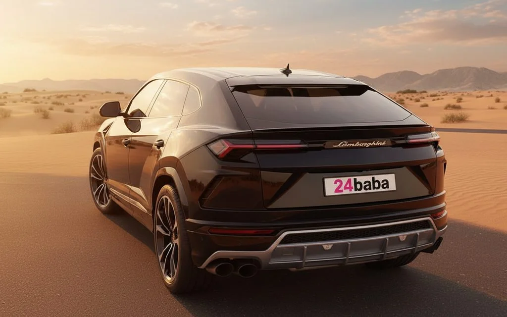 Lamborghini Urus 2020 Black rear view showing taillights – rental in Dubai