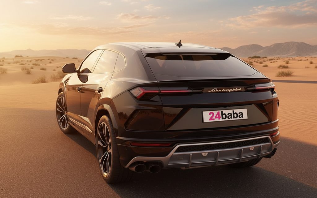 Lamborghini Urus 2020 Black rear view showing taillights – rental in Dubai