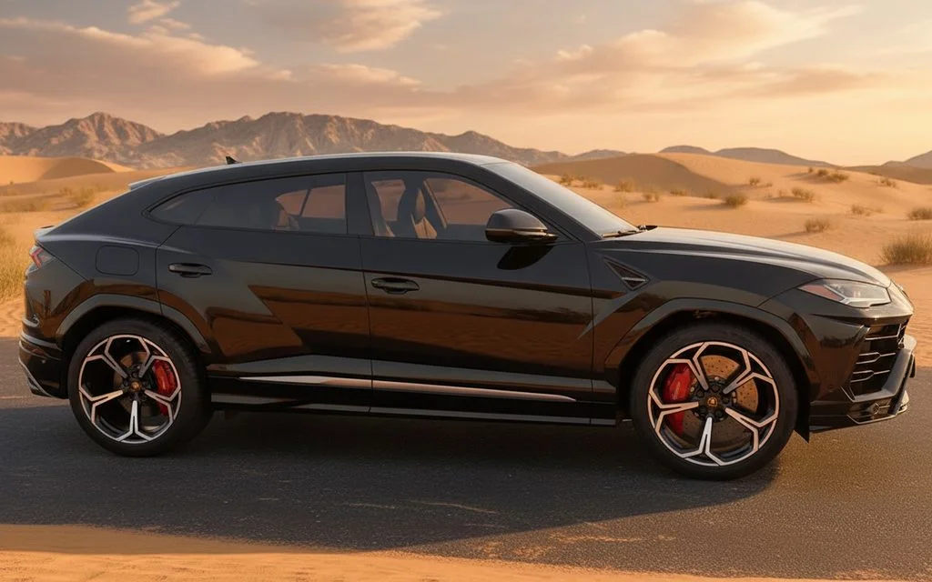 Lamborghini Urus 2020 Black side profile – rental in Dubai