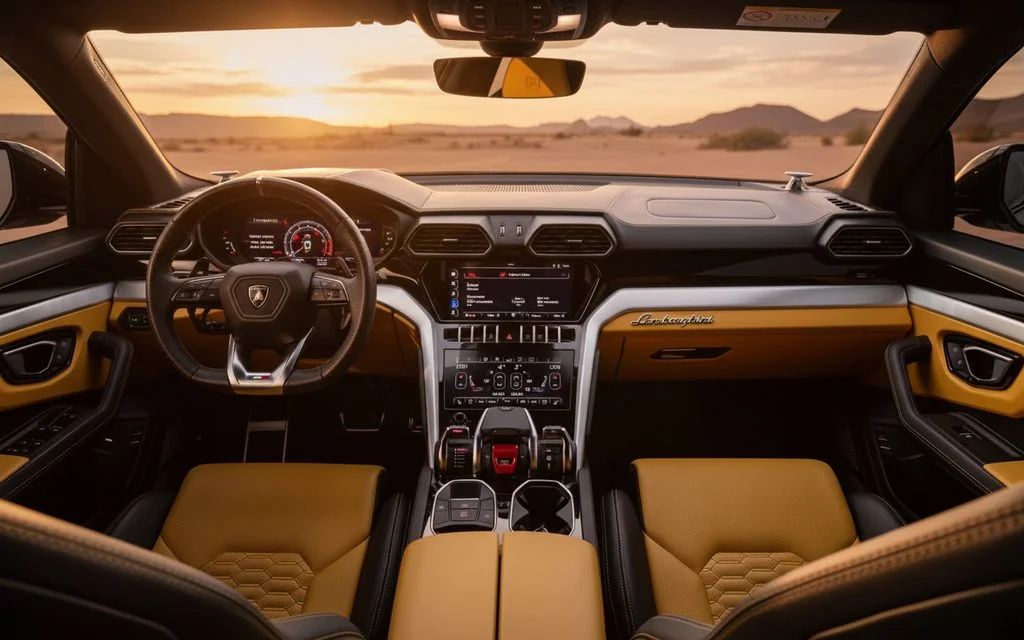 Lamborghini Urus 2021 interior view showing trim – rental in Dubai