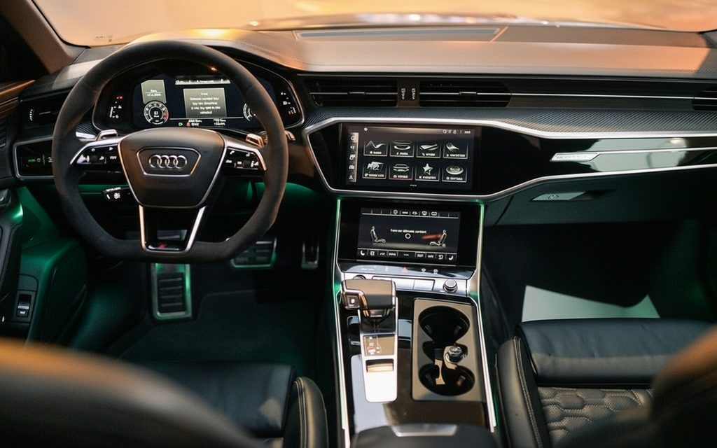 Audi Rs6 2022 interior view showing trim – rental in Dubai