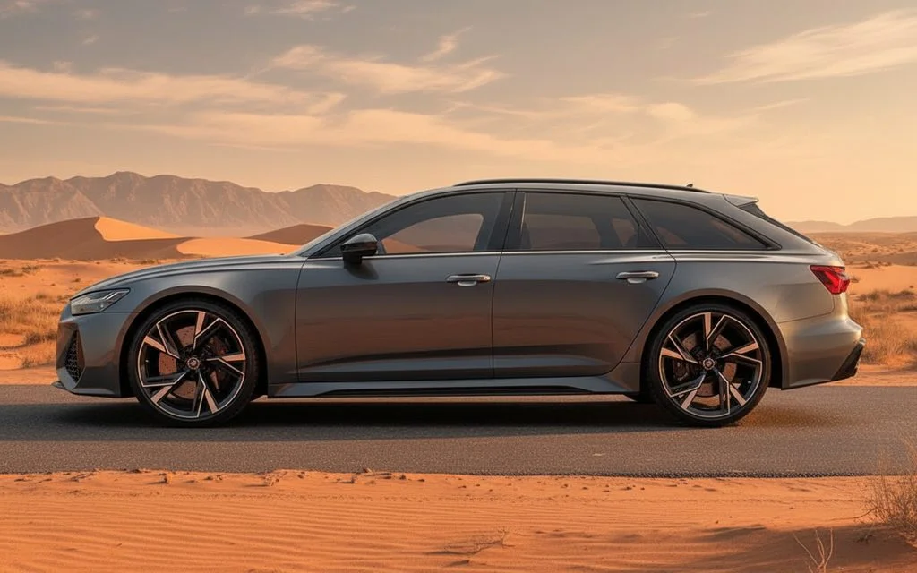 Audi Rs6 2022 Grey side profile – rental in Dubai