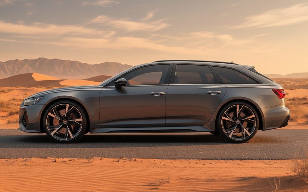 Audi Rs6 2022 Grey side profile – rental in Dubai