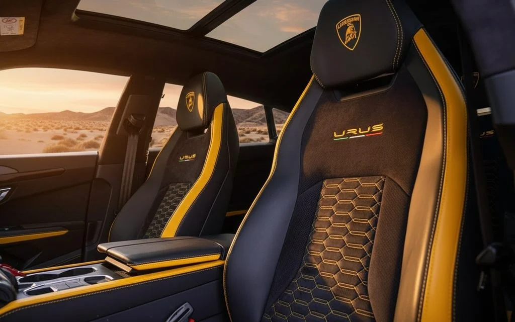 Lamborghini Urus 2023 leather seats and cabin – rental in Dubai