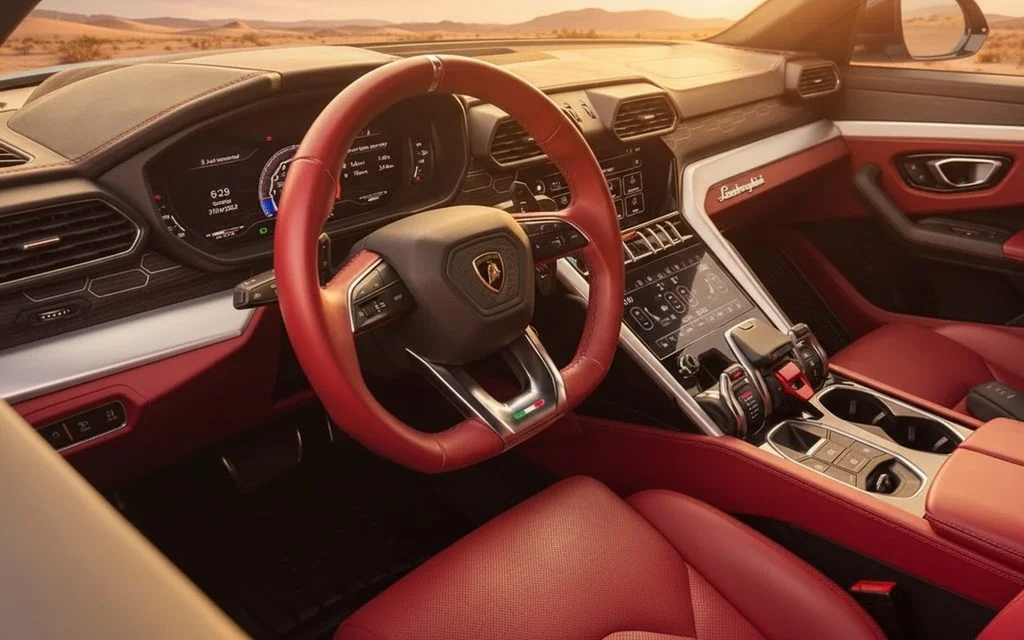 Lamborghini Urus 2020 interior view showing trim – rental in Dubai