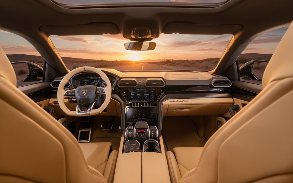 Lamborghini Urus 2022 interior view showing trim – rental in Dubai