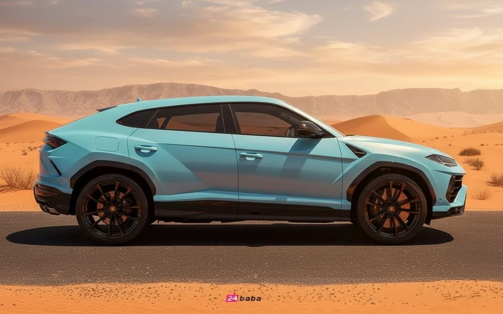 Lamborghini Urus 2025 Blue side profile – rental in Dubai