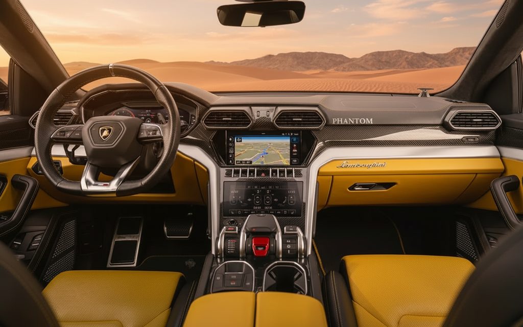 Lamborghini Urus 2021 interior view showing trim – rental in Dubai