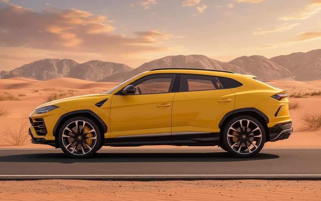 Lamborghini Urus 2021 Yellow side profile – rental in Dubai