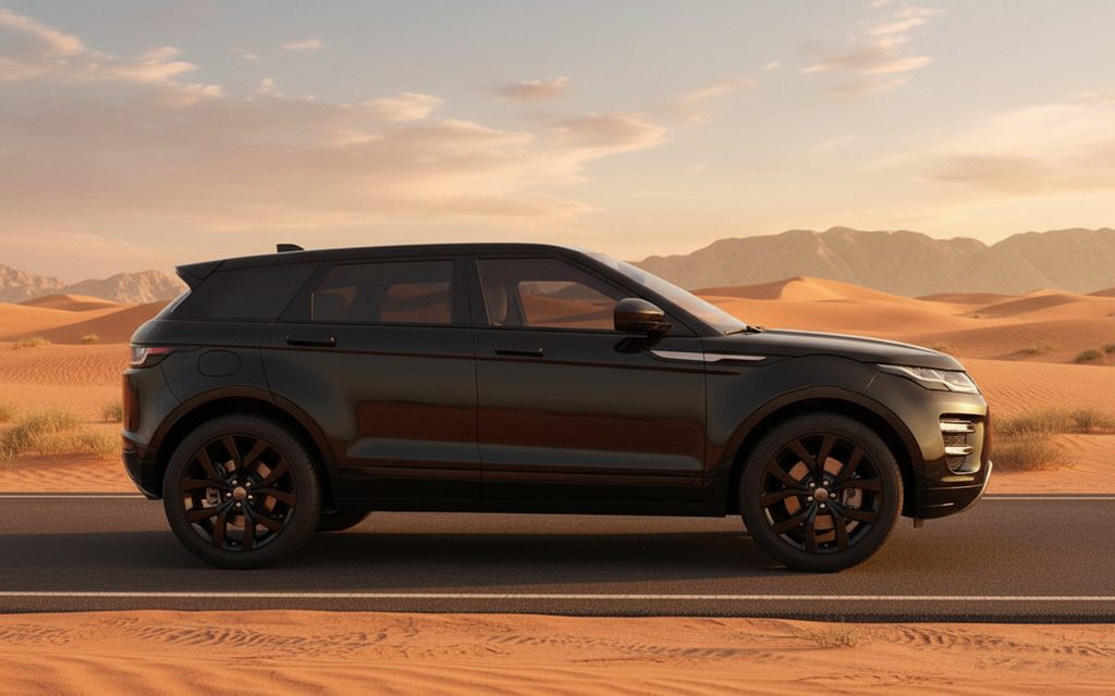 LandRover RangeRoverEvoque 2021 Black side profile – rental in Dubai