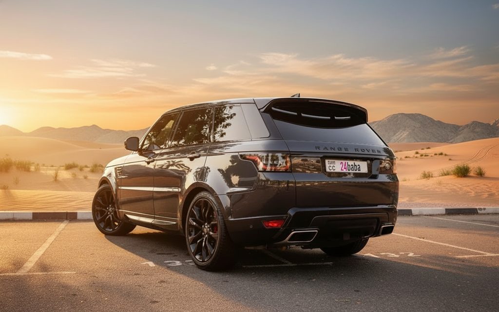 LandRover RangeRoverSport 2022 Black rear view showing taillights – rental in Dubai