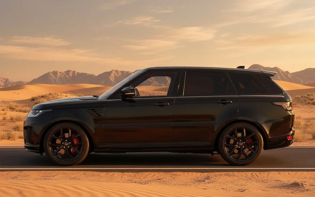 LandRover RangeRoverSport 2023 Black side profile – rental in Dubai