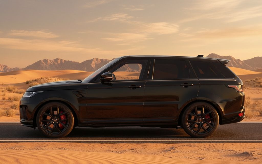 LandRover RangeRoverSport 2023 Black side profile – rental in Dubai