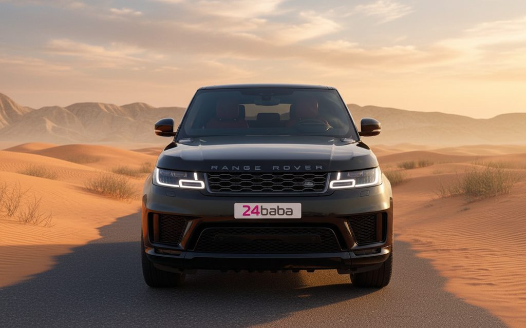 LandRover RangeRoverSport 2025 Black front view with headlights – rental in Dubai