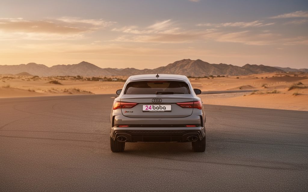 Audi RsQ3 2021 Silver rear view showing taillights