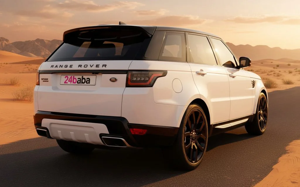 LandRover RangeRoverSport 2022 White rear view showing taillights – rental in Dubai