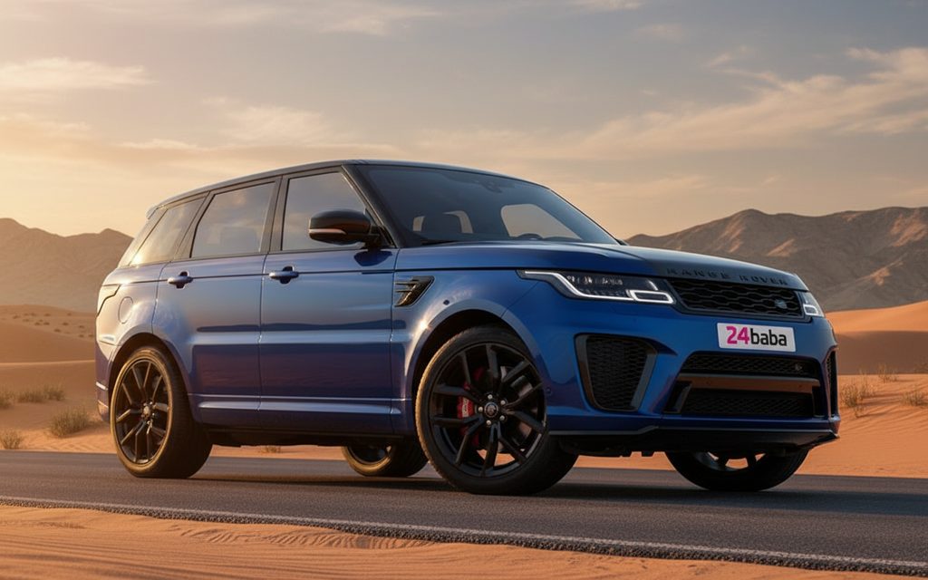 LandRover RangeRoverSvr 2022 Blue side profile – rental in Dubai
