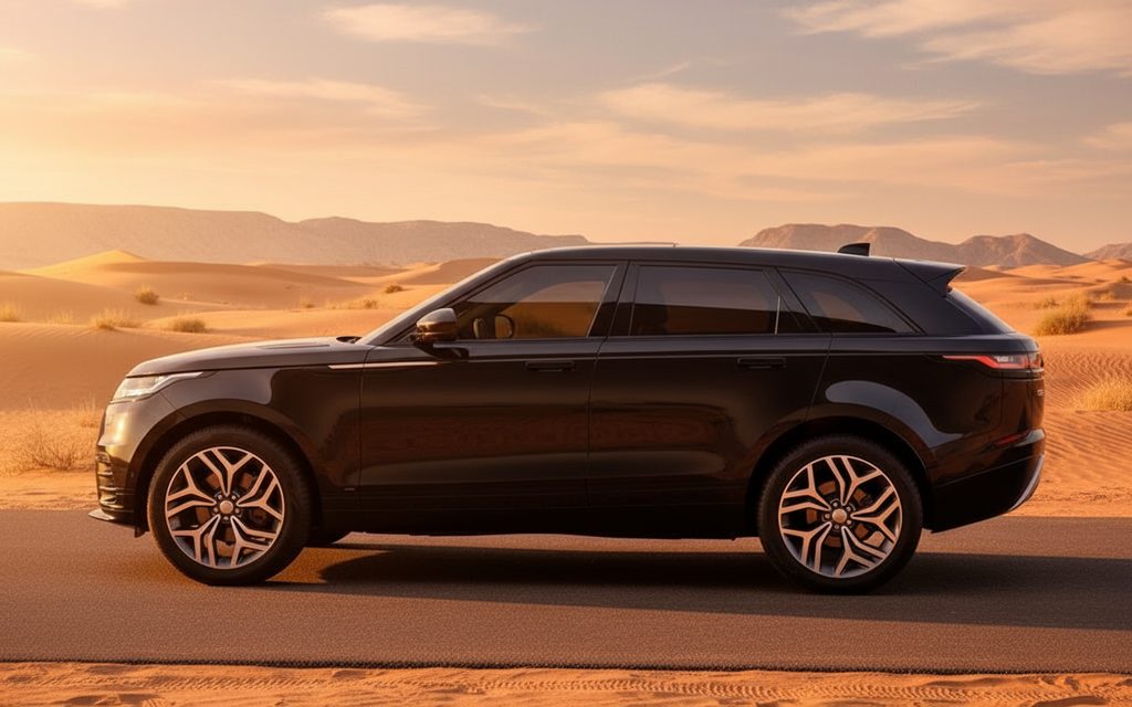 LandRover RangeRoverVelar 2022 Black side profile – rental in Dubai
