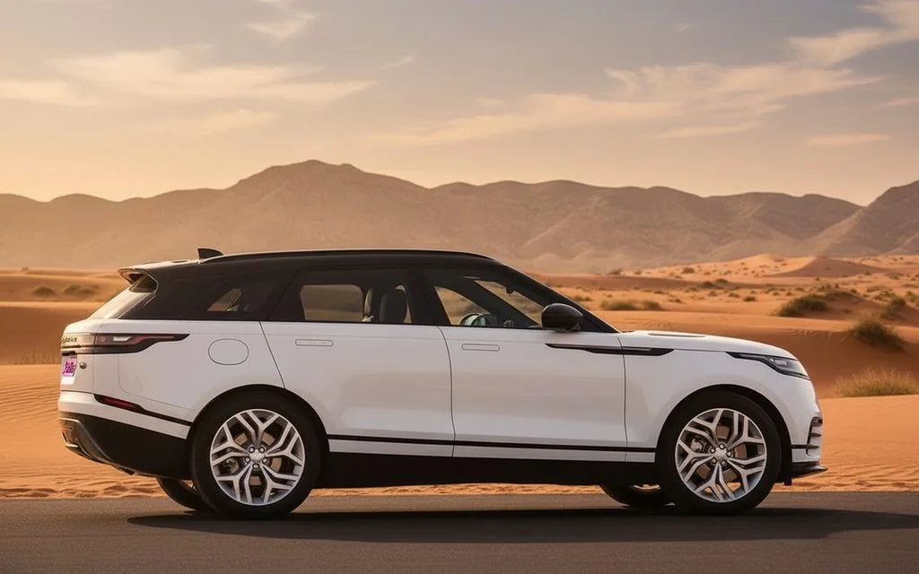 LandRover RangeRoverVelar 2022 White side profile – rental in Dubai