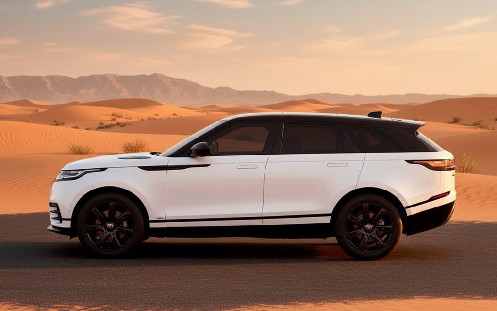 LandRover RangeRoverVelar 2023 White side profile – rental in Dubai