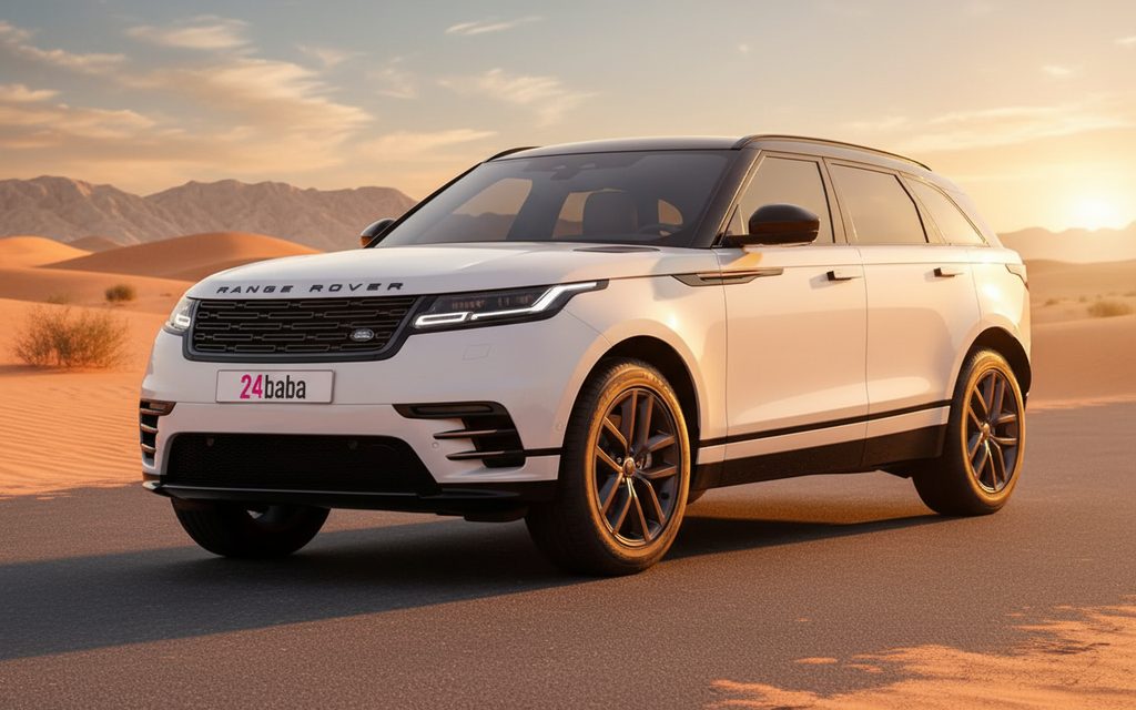 LandRover RangeRoverVelar 2024 White side profile – rental in Dubai