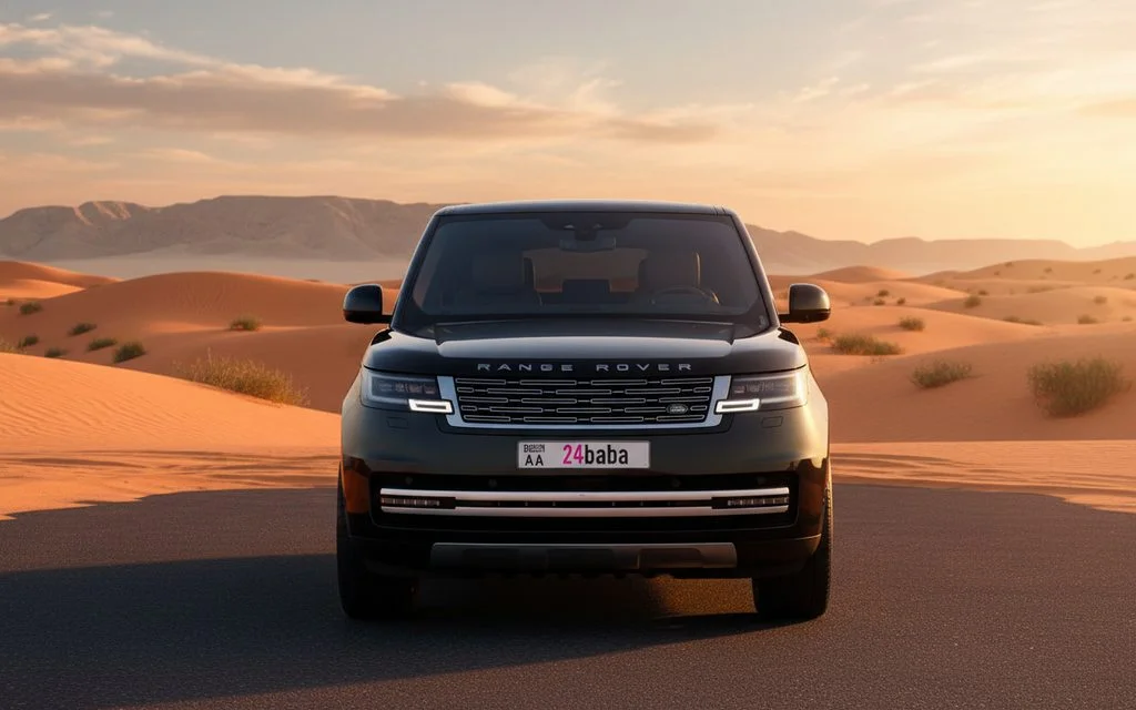 LandRover RangeRoverVogueHse 2024 Black front view with headlights – rental in Dubai