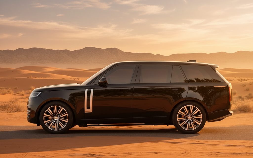 LandRover RangeRoverVogue 2024 Black side profile – rental in Dubai