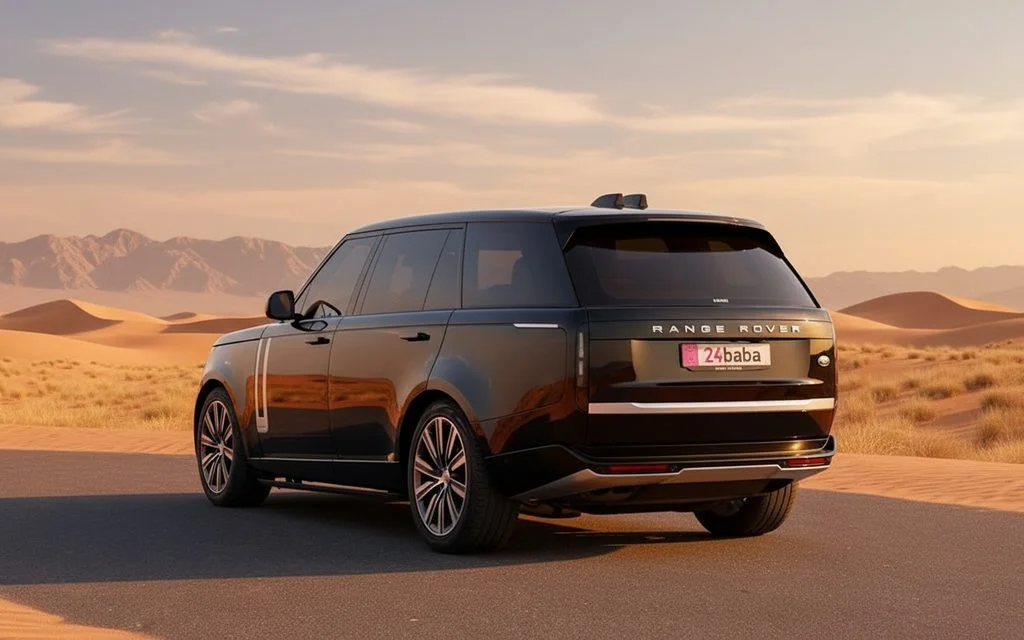 LandRover RangeRoverVogue 2024 Black rear view showing taillights – rental in Dubai