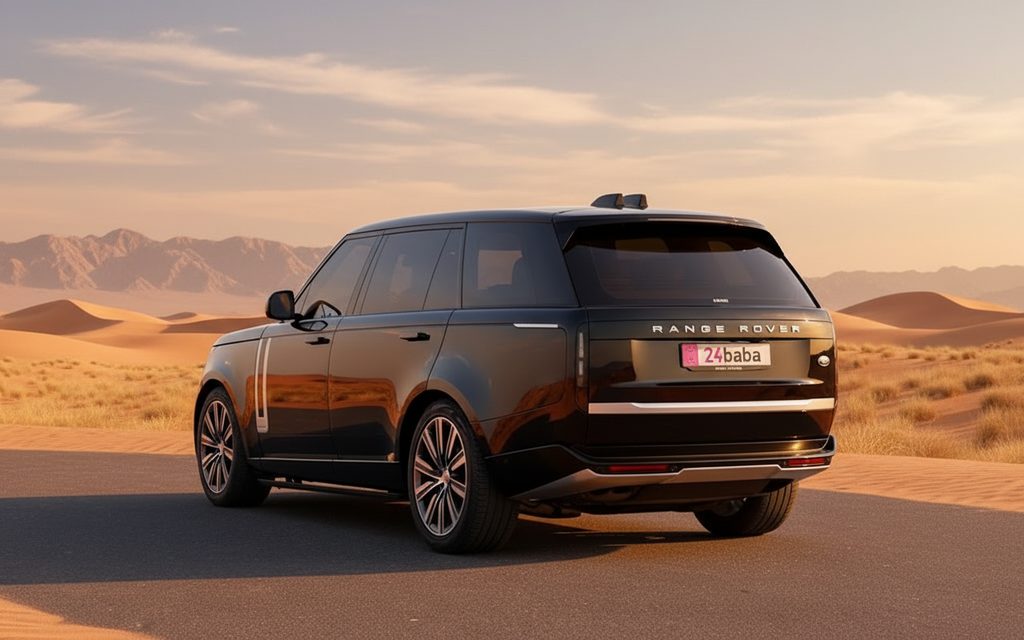 LandRover RangeRoverVogue 2024 Black rear view showing taillights – rental in Dubai