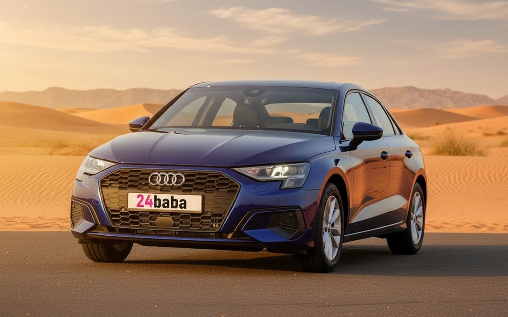 Audi A3 2023 Blue front view with headlights
