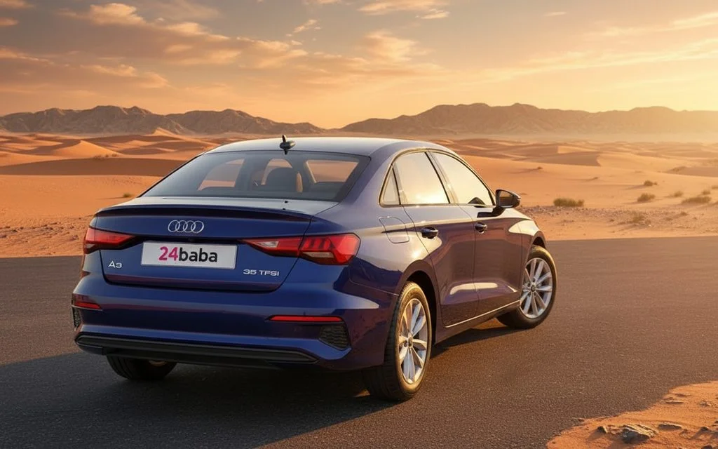 Audi A3 2023 Blue rear view showing taillights