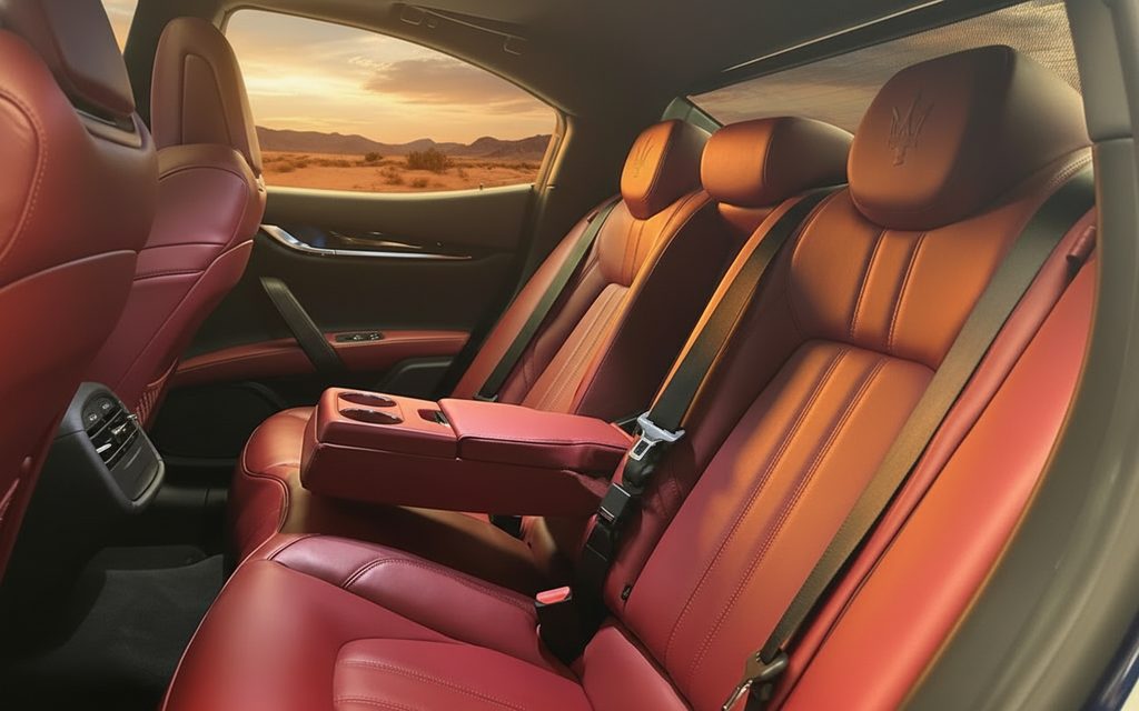 Maserati Ghibli 2022 leather seats and cabin – rental in Dubai