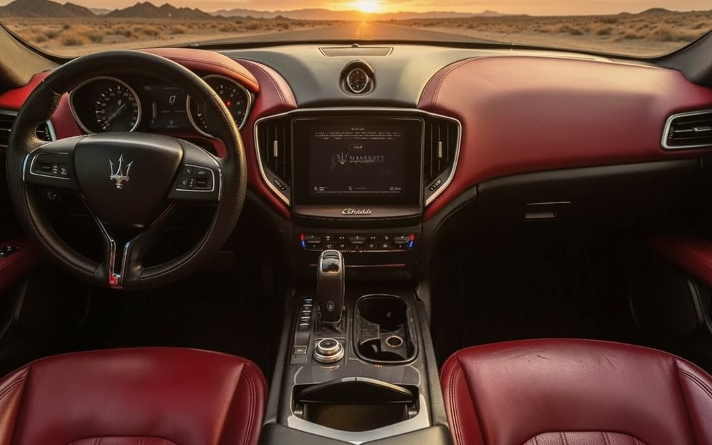 Maserati Ghibli 2022 interior view showing trim – rental in Dubai