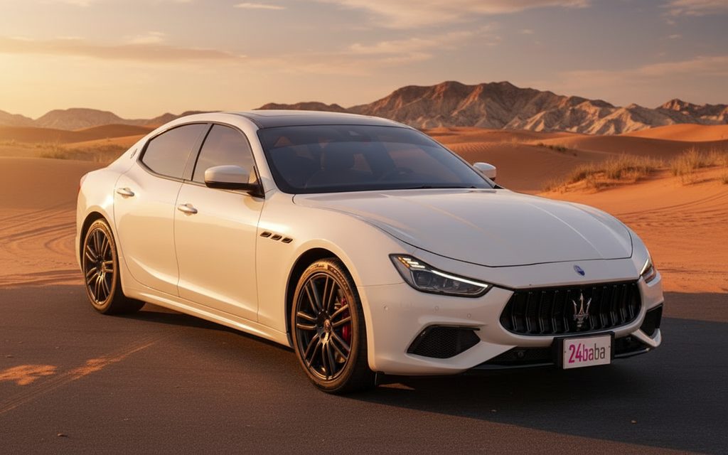 Maserati Ghibli 2022 White side profile – rental in Dubai