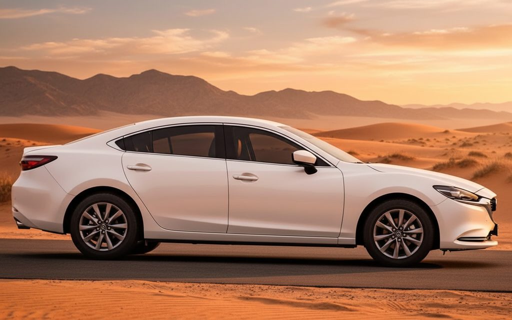 Mazda 6 2024 White side profile – rental in Dubai