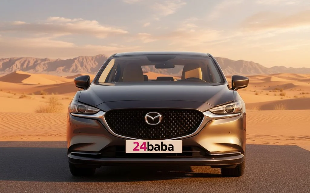 Mazda 6 2024 White front view with headlights – rental in Dubai